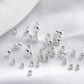 LRESJJIUJ 100pcs Crimp Bead Metal Gasket, Plug Bead Metal Micro Gasket, Circular Bead clamp end for DIY Bracelet Jewelry Production Products(Silver Plated/2 * 3mm)