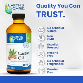 Earth's Care - Aceite de ricino Pure 100% - 8 oz.