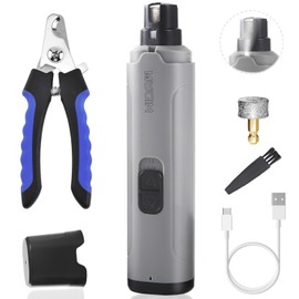 MUGIM Pet Nail Clippers and Electric Nail File Set, 2-Stage Speed, Electric Nail Clippers with LED Light, Suitable for Dogs and Cats, Nail Sharpener, Nail Sharpener, Nail Sharpener, Small Animal Nail