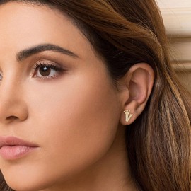 Letter Stud Earrings Crown Earrings for Girls 925 Sterling Silver Cubic Zirconia Initial Stud Earrings Hypoallergenic Earrings for Women (V)