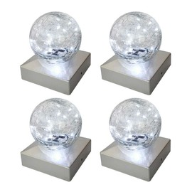 SUNNYPARK Solar Post Lights - Outdoor Post Cap Light for Fence Deck or Patio Garden Decoration- Solar Powered Gazing Ball Caps, LED Lighting, Lamp Fits 4x4 - White 4 Pack