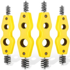 Honoson 4 Pieces Copper Pipe Cleaner 4 in 1 Copper Tubing Brush Pipe Brush Cleans Inside Outside Thread Cleaner Plumber Brush Cleaner Tool for Plumbing Installation Soldering Brazing (Yellow)