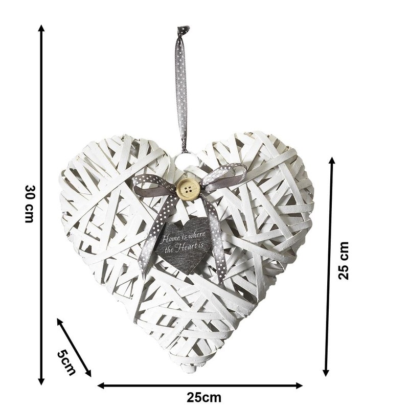Kobolo Decorative Heart Pendant Chipwood White Set of 3