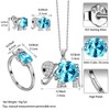March Birthstone Crystal Aquamarine Elephant Necklace Ring Earrings Set 3pcs