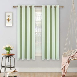 YGO Kids Room Darkening Curtains for Bedroom 63 in Length Nursery Moderate Blackout Curtains for Boys Room Triple Weave Window Curtains Grommet Top Drapes 1 Pair Pea Green