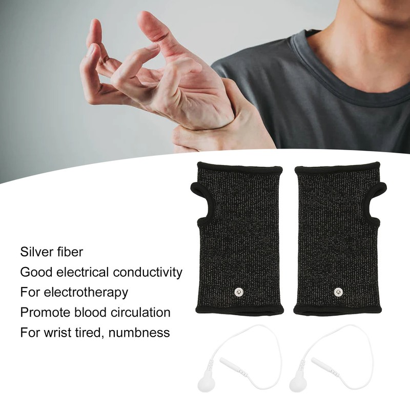 2pcs Conductive Wristband Reduce Pain Swelling Silver Fiber Elastic for