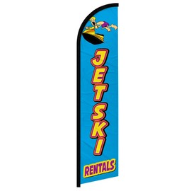 Jet Ski Rentals Windless Full Sleeve Banner Swooper Flag - Perfect for Businesses, Stores, Shops, etc