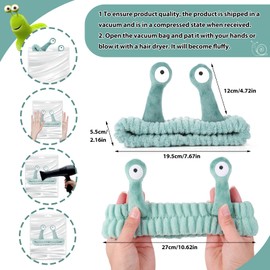 Molain Headband with Snail Face Wash Spa Headband for Women and Girls Coral Fleece Makeup Skin Care Headbands Cute Elastic Headband Hair Accessory