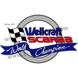 Champion Wellcraft Scarab World Champion Boat Grey Sticker Decal 24"