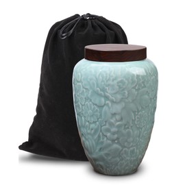 DAORISIN Medium Urn for Ashes for Women,Decorative Floral Ceramic Keepsake Urns for Human Ashes Adult Female,Babies & Pets urn(50 Cubic inch)