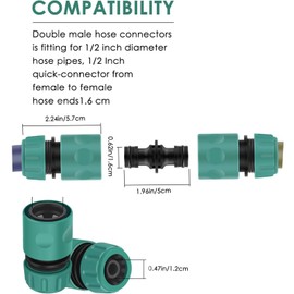 12 Piece Hose Coupling Set 1/2 Inch 13 mm Double Plug Garden Hose Connectors Extender Extension Connection Part Plastic Two Way Coupling for Garden and Home Tap