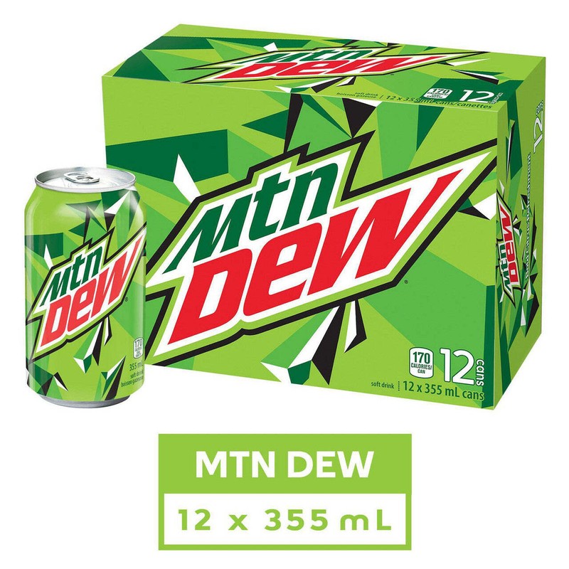 Mountain Dew Soft Drink, 355mL/12 fl. oz., Cans, 12pk, {Imported