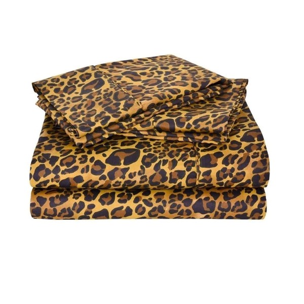 True Luxury Hotel Quality 400-Thead-Count Leopard Print-King Sheet Set, 100%