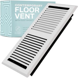 Home Intuition Contemporary Floor Vent Cover 4X12 Inch Floor Register with Mesh Cover Trap Heat and Air Walkable Metal Floor Vent for HVAC Duct, White