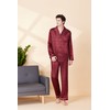 JupiterSecret Men's Silk Pajamas Set Long Sleeve Button-Down Sleepwear With