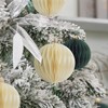 KI Store 8pcs Cream Paper Christmas Baubles with Magnetic Closing