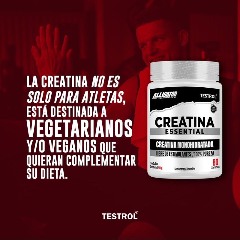 Testrol Creatina Essential en Polvo Creatina Monohidratada Apoyo a Potencia,