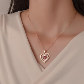 Anish Gifts for Her, Preserved Real Rose Gift Box with Rose Gold Heart Necklace Mom Girlfriend Wife on Christmas Birthday Mother’s Day Anniversary Valentines Gift Ideas Her Necklace-Red Heart