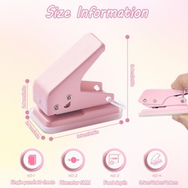 2 Pack Mini Single Hole Punch, 6mm 1/4 Inch Circle Holes 10 Sheet Punch Capacity Tiny Portable Hole Puncher for Paper Chipboard Index Cards Card Stock and Art Project (Pink & Purple)