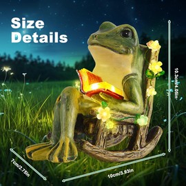 Agarte Garden Ornaments Outdoor Solar Frog Statues, Frog Solar Garden Ornament, Solar Waterproof Statues Miniature Figurine for Patio Balcony Yard Home Unique Housewarming Gifts