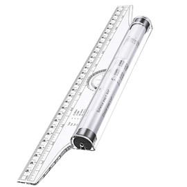 BIUSWEATER 12 Inch Plastic Parallel Rolling Ruler with Transparent Plastic Construction, 12 Inches Long