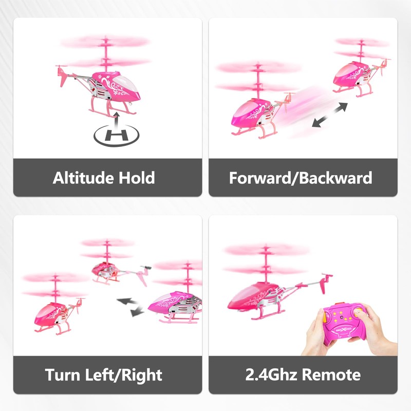 QUANA Rc Helicopter, Pink Remote Control Helicopter for Kids Girls