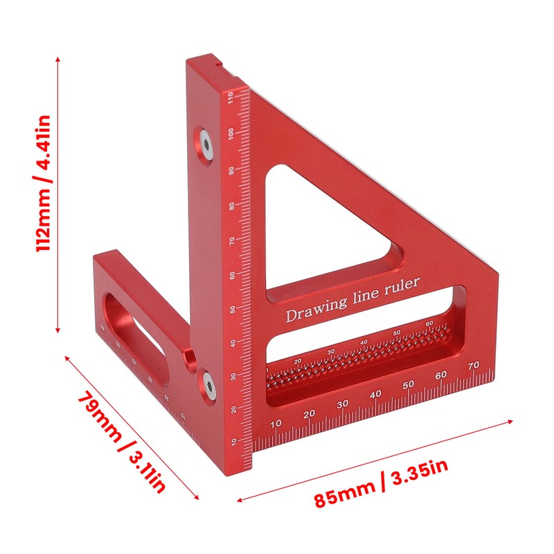 3D Multi Angle Measuring Ruler 45 90 Degree Aluminum Alloy