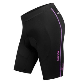 Santic Women's Cycling Shorts 4D Padded Elastic Comfortable Bike Shorts Black-Purple