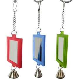 1Pc Random Color Pet Bird Mirror with Bell Interactive Parrot Toys for Parakeets, Conures, Canaries, Budgies Cage Accessories, Pet Supplies