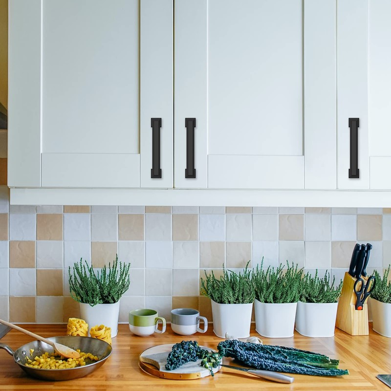 Asidrama 5 Pack 3.75 Inch(96mm) Matte Black Kitchen Cabinet Handles