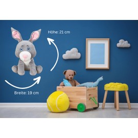 Lifestyle & More Baby Plush Toy Rabbit Grey/White Made of Super Soft Spandex Plush Height 21 cm