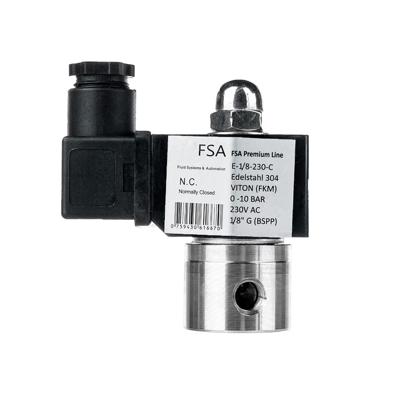 FSA Viton Solenoid Valve Stainless Steel 304 1/8 Inch 230
