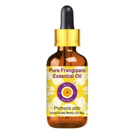 Deve Herbes Frangipani Essential Oil (Plumeria alba) with Glass Dropper Steam Distilled 2ml (0.06 oz)