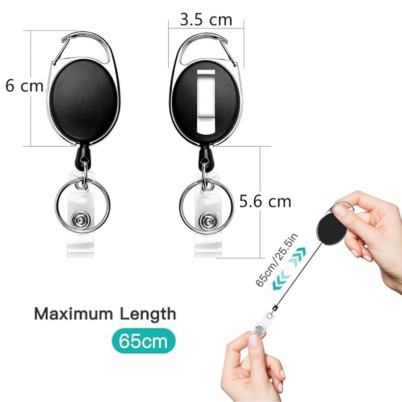 GJNMYSD 10 Packs Retractable Badge Reels, Reel Clips Retractable Badge
