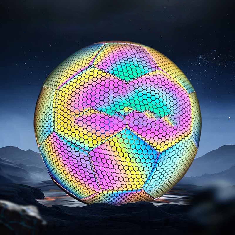 Reflective Football PU Glowing Sports Soccer Ball with Pump for
