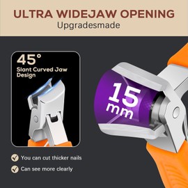 ZYHSLZ Alicates para Uñas de Pie, Cortauñas Profesional, Alicates para Uñas Gruesas, Kit Manicura y Pedicura, Acero Inoxidable, Wide Jaw Anti-splash, Antideslizante, Ideal Adultos/Mayores (Naranja)