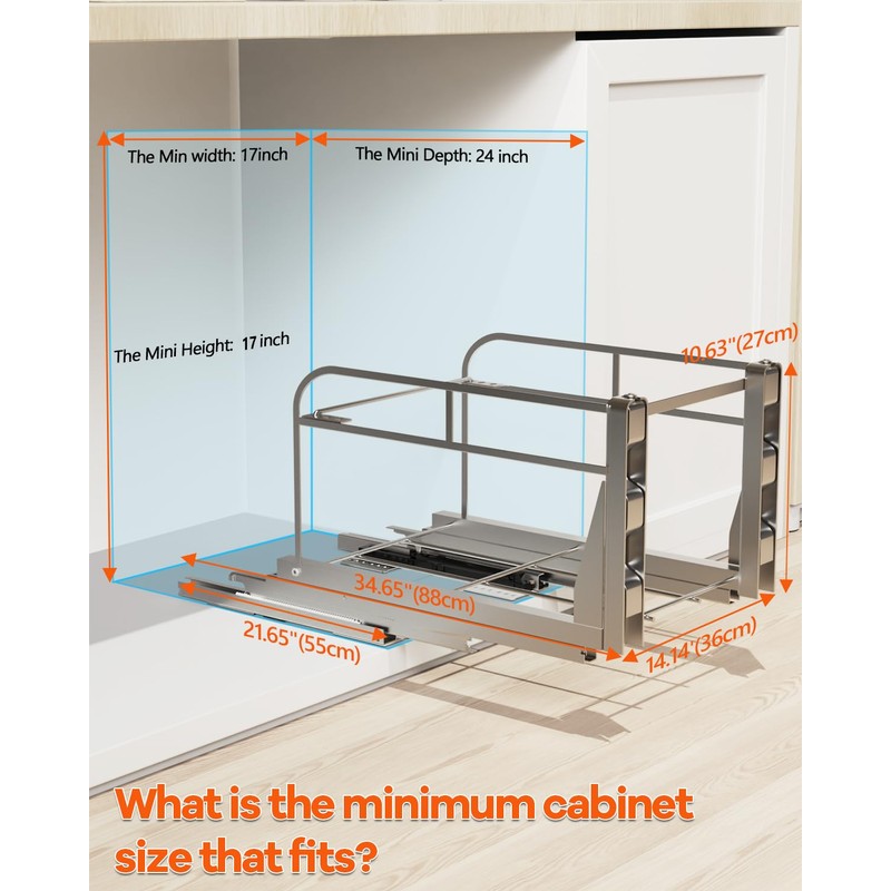LIONONLY Dual Pull Out Trash Can Under Cabinet, Heavy Duty
