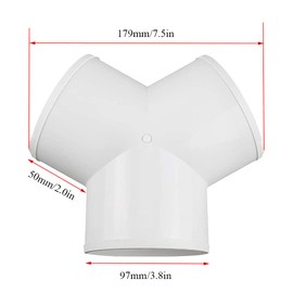 97mm Y Piece Connector 3 Way Round Pipe Connector Plastic Ducts and Fittings for Extractor Fan Ventilation