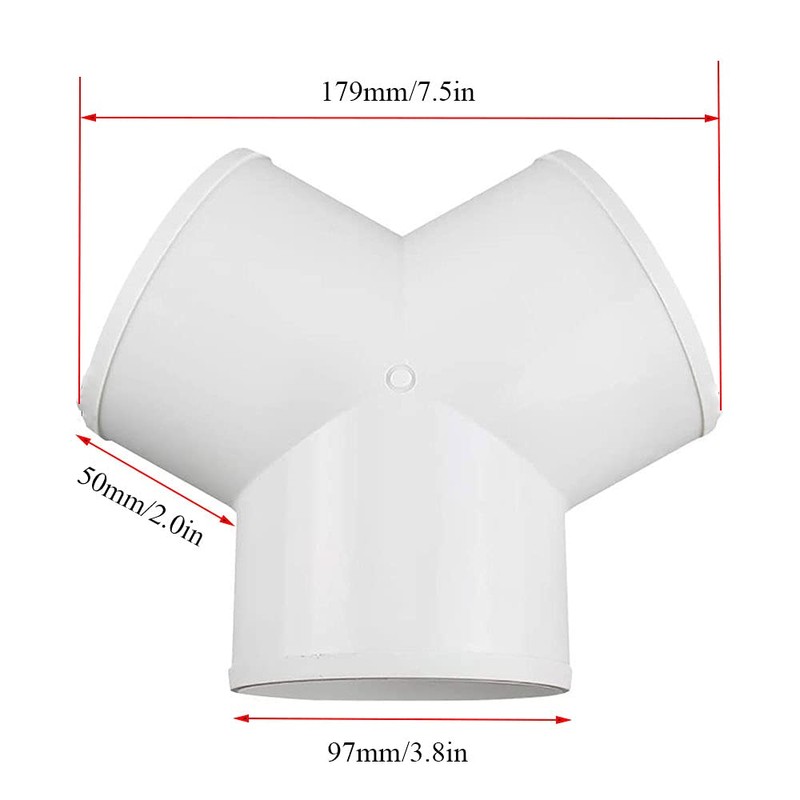 97mm Y Piece Connector 3 Way Round Pipe Connector Plastic