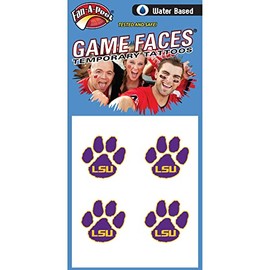 LSU Tigers Purple Paw Print Temporary Tattoos