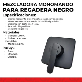 CNX MEER Faucets | Mezcladora Monomando para Regadera, Llave para Regadera Cuadrada de Baño, Latón