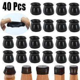 BUMACO Chair Leg Floor Protectors Chair Leg Protectors for Hardwood Floors Silicone Pads Covers to Protect Floors (Black-40 Pcs, Universal L (1.3"-2")