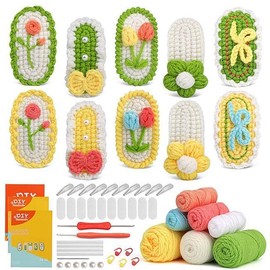 DanLingJewelry Hair Clips Wool Yarn Crochet Knitting Kits with Step-by-Step Tutorial Hair Clip Combination Crochet for Beginner DIY Knitting Supplies Gift