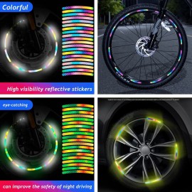 Lasertail 20Pcs/Pack Reflective Laser Car Wheel Rim Decal Sticker For for Cars Motorcycle - Rainbow