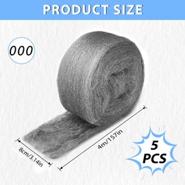 KACNON 000 Steel Wool, 5 Rolls 20 m Steel Wool Against Mice, with Gloves and Scissors, Stainless Steel Wool, Fine Against Rodents, Steel Wool, for Holes and Wall Cracks, Home, Garage