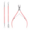 3 PCS Pink Nail Cuticle Nipper with Stainless Steel Dual