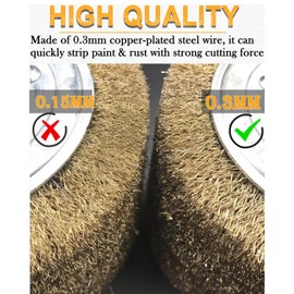 SHITIME 4.7" x 4" Copper Plated Steel Wire Brush Drum Surface Conditioning Tool, Drawing Wheel Wire Wheel Burnishing Tool for Metal Surface Polishing Grinding Removing Rust-3/4 Quad Keyway