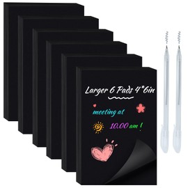 Black Sticky Notes, 4x6 Post It Notes with 2 Metallic Pens, Large Black Post It Notes for School Home Office Hospital Supplies, 6 Pads