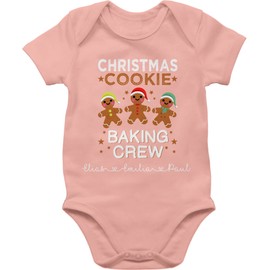 Geschenk mit Namen personalisiert by Shirtracer - Baby Bodysuit Boy Girl - Christmas Gifts - Christmas Cookie Baking Crew, 3 Baby Pink
