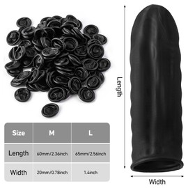 400 Pcs Black Disposable Latex Finger Cots Finger Protectors Fingertips Latex Thumb Protector for Finger Tips Suitable Industrial, Beauty and More